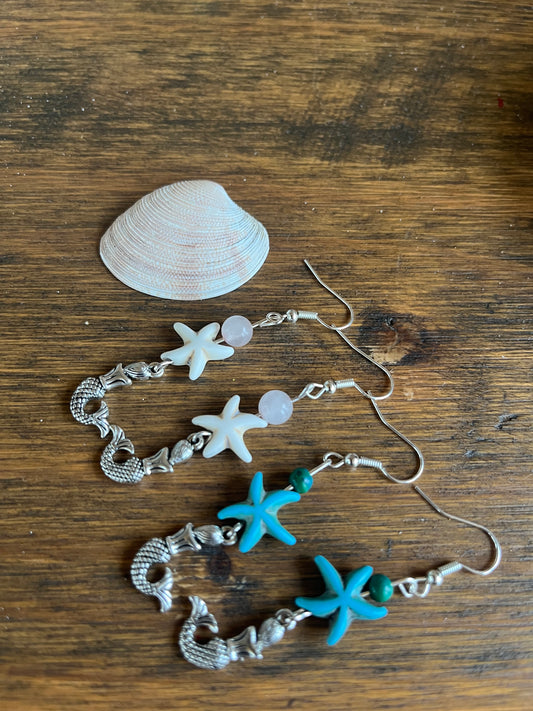 Starfish mermaid earrings