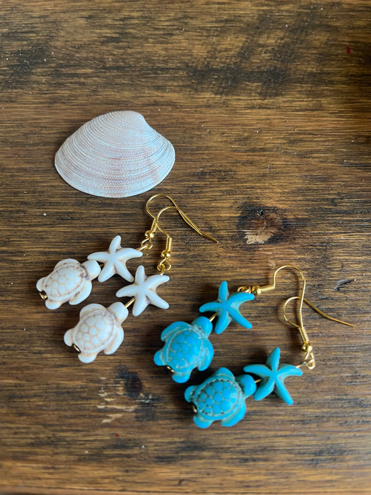 Turtle starfish earrings