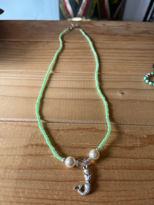 Beaded Pearl mermaid necklace