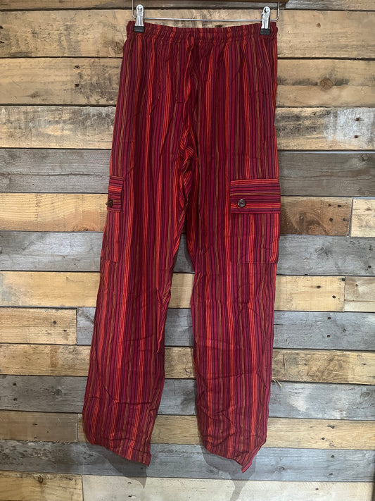 Pink red striped pants