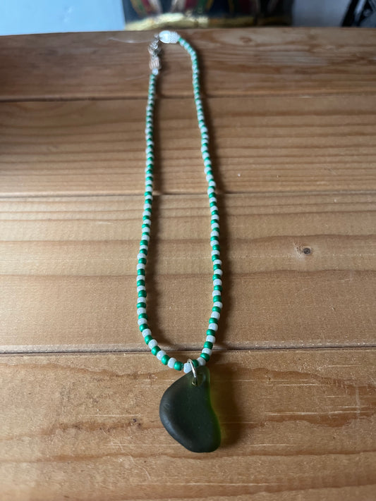 Beaded seaglass necklace