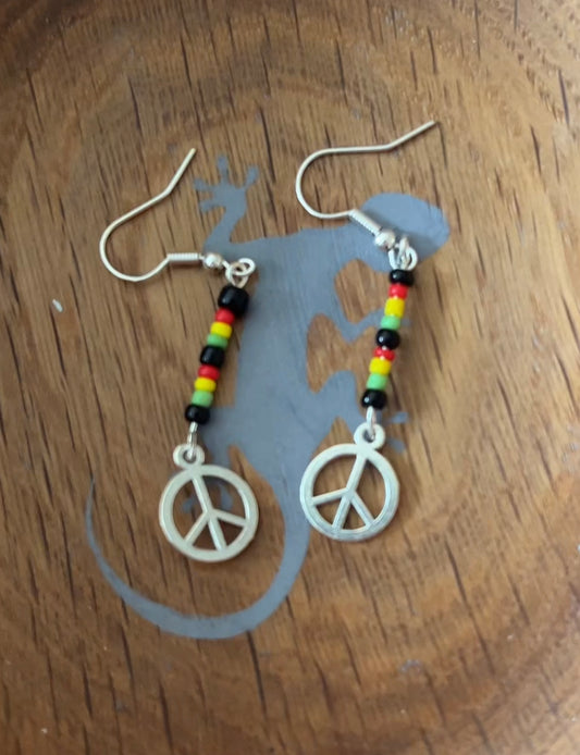 Silver Rasta peace earrings