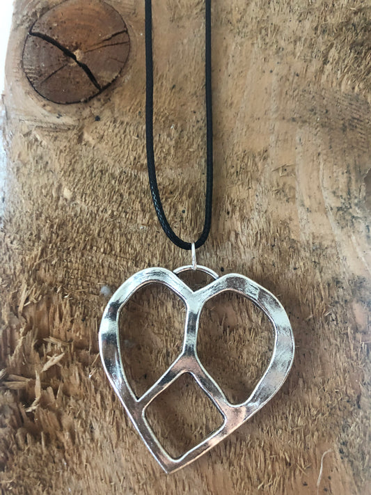 Peace sign heart necklace