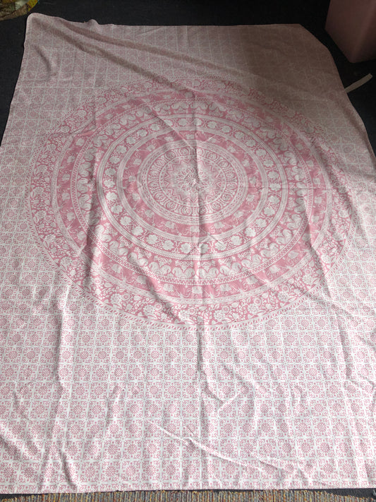 Pink and white tapestry