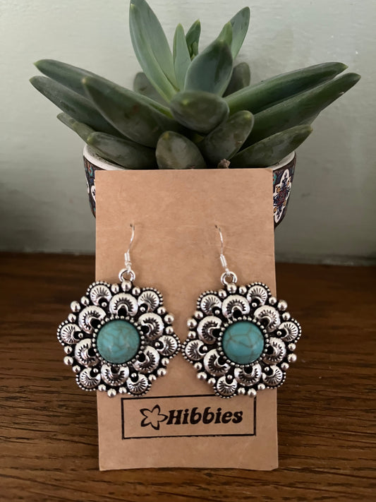 Turquoise mandala earrings