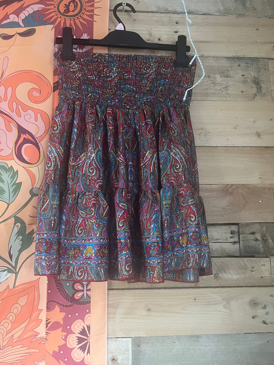 Paisley print silk skirt